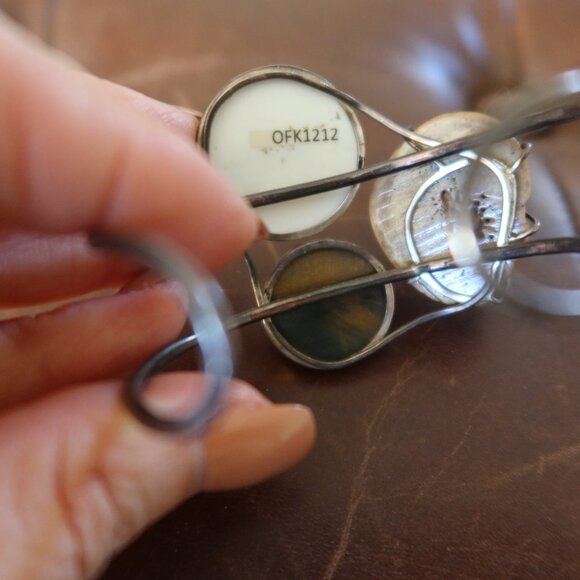 Melissa Joy Manning OOAK sterling silver, tigers eye, agate & fossil cuff MJM - Picture 12 of 16